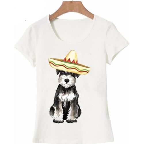 Fiesta Miniature Schnauzer print T-Shirt fashion women short sleeve summer hipster cool woman t-shirt casual Tops cute girl Tee