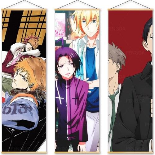 Wall Art Canvas Pictures Noragami Yato Yukine Poster Wooden Scroll Hanging Painting Print Japanese Anime Home Decoration Bedroom