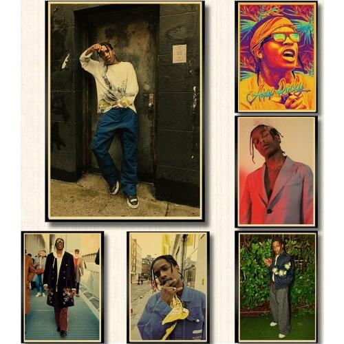 Rapper Model Designer Asap Rocky Classic Retro Kraft Paper Personal Poster Art Painting Home Bedroom Bar Wall Sticker Decor