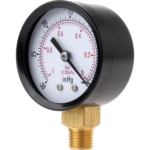New Useful Vacuum Pressure Gauge Mini Dial Air Pressure Meter Double Scale BAR InHg 1/4\"NPT