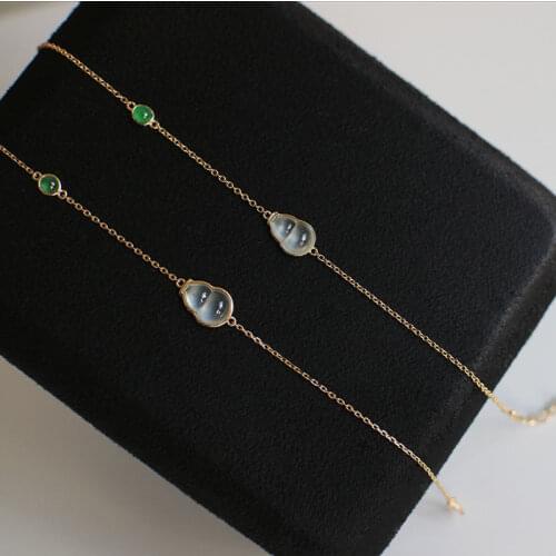 Original new silver inlaid natural high ice chalcedony gourd bracelet exquisite and simple temperament female jewelry