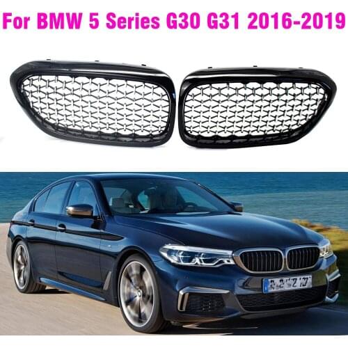 Front Diamond Kidney Grille Gypsophila Grille For BMW G30 G31 5 Series 525I 530I 540I 550I M5 ABS Silver Black