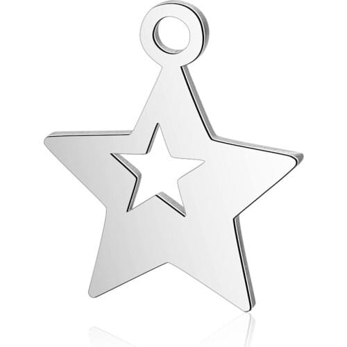 10pcs/lot 14mm Stainless Steel Pentagram Star Pendant Bracelet Charms DIY Jewelry Making Handicraft Accessories Wholesale