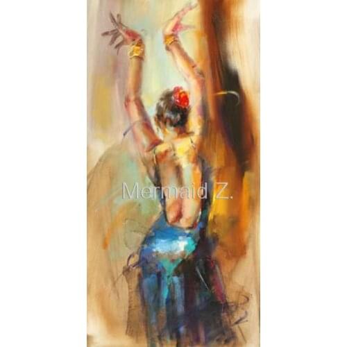 Hand Made Manufactory DIY Digital Dancing Peacock Dance Ballet Tango Women Oil Painting