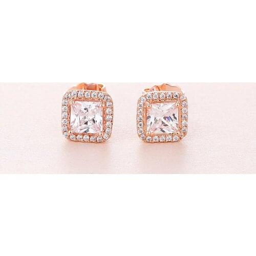 100% Real 925 Sterling Silver Earring Rose Timeless Elegance Stud Earrings for Women Silver Earrings Fashion Jewelry pendientes