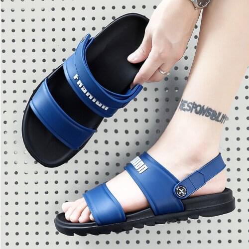 2021 summer mens slippers luxury brand beach shoes fashion light simple design flat bottom large size 40-45 couple slides