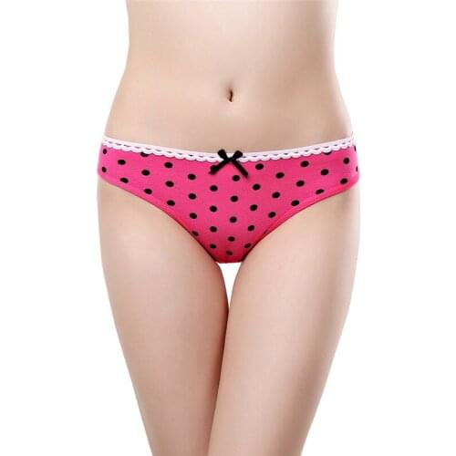 Cute Women Cotton Thong Bikini Panties G String Low Waist Dot Underwear Women Girls Student Panties Lovely G-string T back