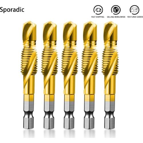M3-M10 Screw Tap Drill Bits Hss Taps Countersink Deburr Metric Combination Bit Electricition tools 1/4 IN Quick Change Hex Tools