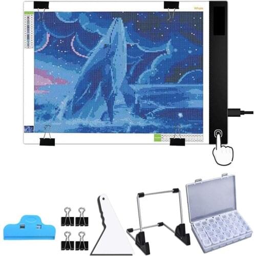 A4 LED Light Pad for Round Square Diamond Painting Set, USB Powered 5D Diamond Embroidery Accessories Light Board Tools Kit