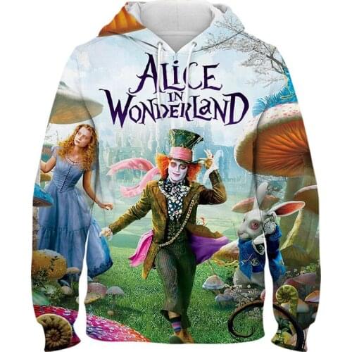 Movie Alice in Wonderland Hoodies Men Women Children Fashion 3D Print Sweatshirts Boy Girl Pullover Long Sleeve Coat Clothing