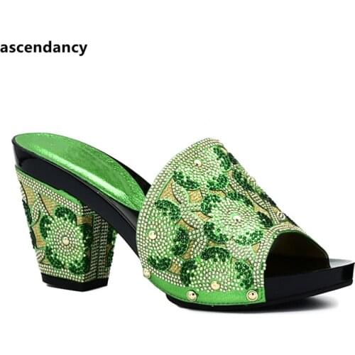 New Arrival Summer High Heeled Shoes for Women Women Plataform Shoes African Womens Dress Shoes Open Toe Slip on Shoes for Lady