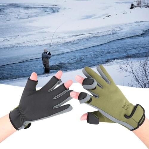 Outdoor Winter Fishing Gloves Waterproof Three or Two Fingers Cut Anti-slip warm windproof Hiking Camping Riding Gloves