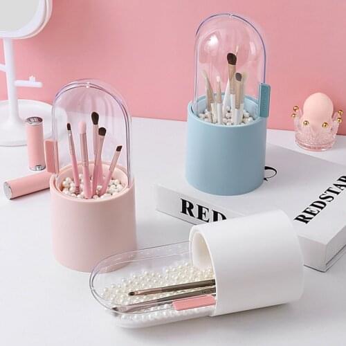 Makeup Brush Storage Box Cosmetic Organizer Makeup Brush Barrel Holder Eyebrow Pencil Plastic Box Waterproof Contains Pearls