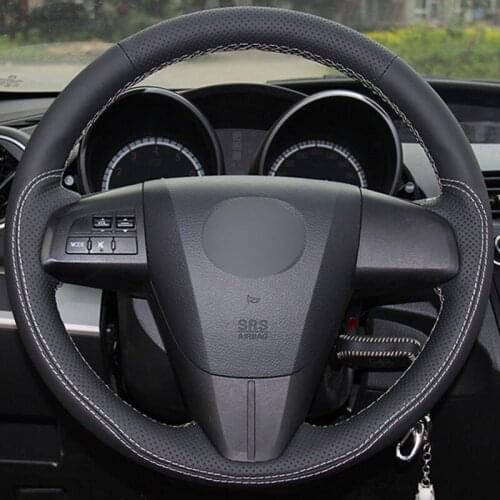 DIY Sewing-on PU Leather Steering Wheel Cover Exact Fit For Mazda CX-7