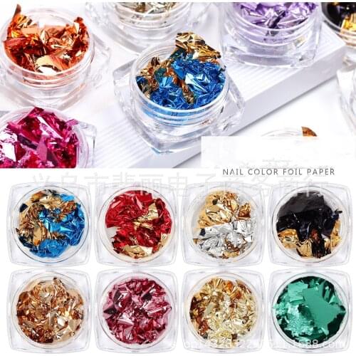 1box Gold Silver Nail Art Foil Paper Irregular Aluminum Nail Sticker For Nails 3D Glitter Manicure UV Gel Polish Nail Decoration