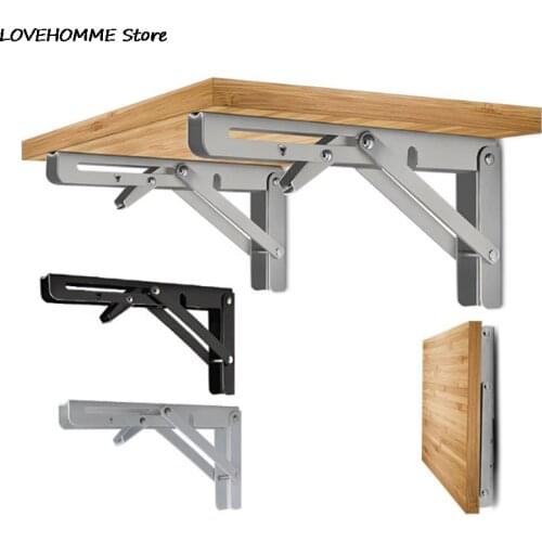 1pcs Decorative Wall Mounted Shelf Triangle Folding Stainless Steel Foldable