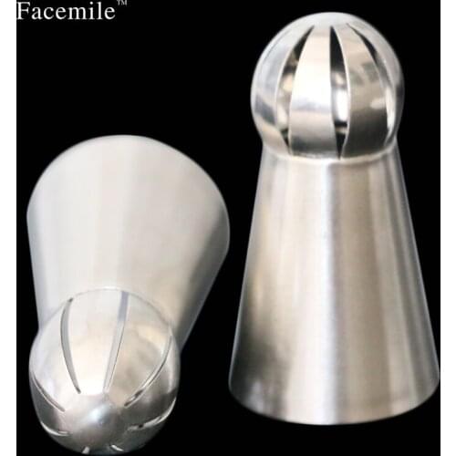 Facemile 2pcs/set Sphere Ball Tips Russian Icing Piping Nozzles Tips Pastry Gift Fondant Cupcake Buttercream DIY Baking Tool