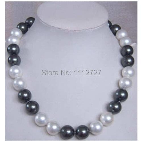 2021 new fashion Elegant white black Shell 12MM Imitation Pearl Necklace Natural Stone Beads Jewelry 18''BV303 Wholesale Price