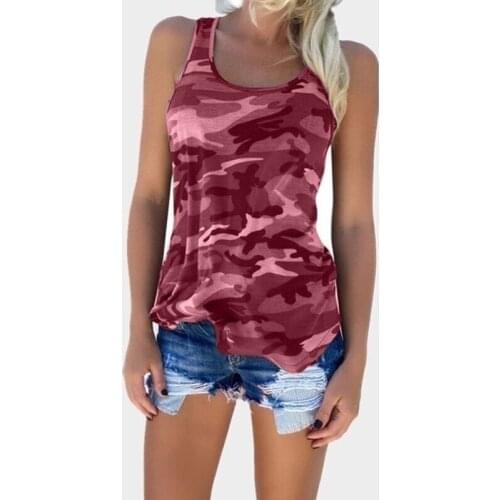 2021 New Red Camouflage Tank Tops for Women Summer Sleeveless Plus Size O Neck Tanks Fashion Tee Shirts Female Clothings 5XL