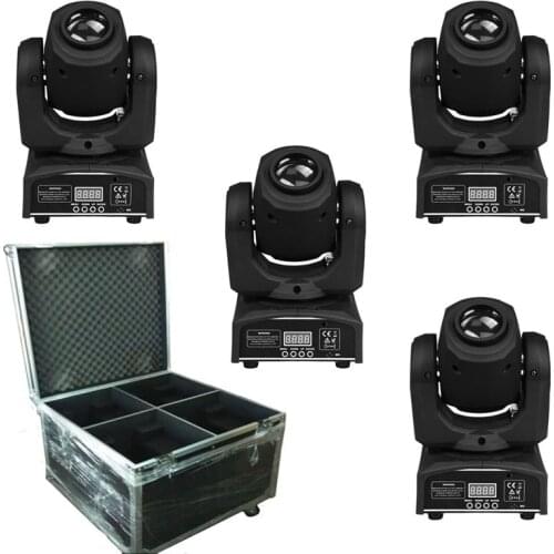 4Pcs Mini Spot 30W LED Moving Head Light With Gobos Plate&Color Plate DMX 30W Mini Led Moving Head lighting with Flight Case
