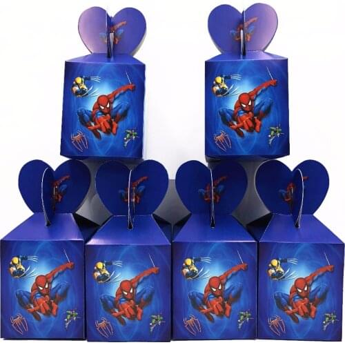 6pcs/set Spiderman Theme Cartoon Candy Boxs Paper Bags Birthday Infantiles Decoracion Baby Shower Gift Event Party Supplies