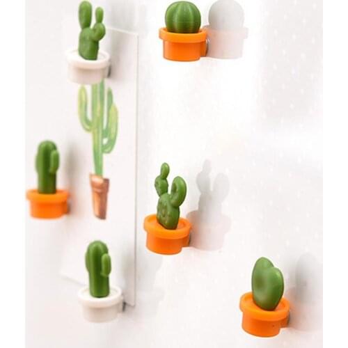 6Pcs Fridge Magnets Cute Plants Shape Sticker Kitchen Cactus Magnet Button Fridge Accessories