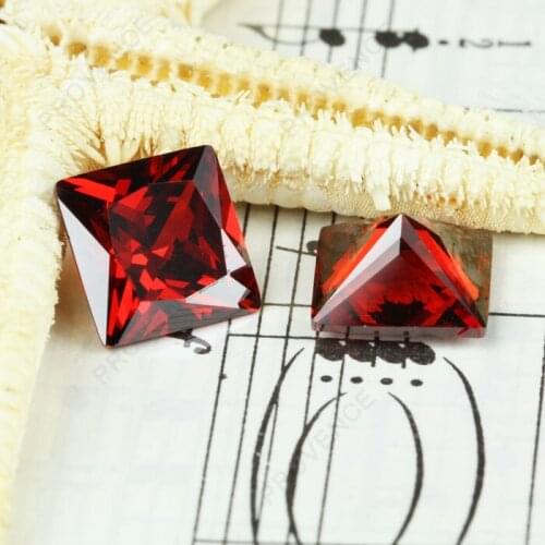 AAAAA Square Shape 2.5*2.5mm-15*15mm Synthetic Gems CZ Garnet Color Cubic Zirconia Stone