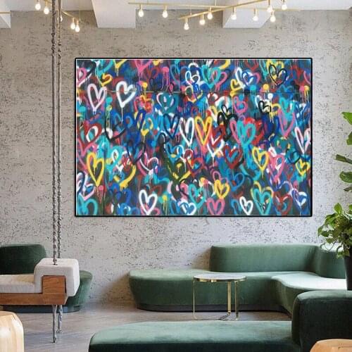 Abstract Graffiti Pop Wall Art Color Love Hearts Canvas Paintings Posters and Prints Wall Pictures for Living Room Home Decor