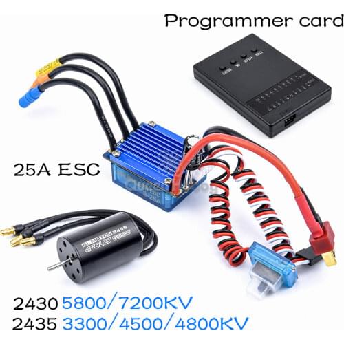 2430 5800KV 7200KV / 2435 3300KV 4500KV 4800KV Brushless Motor + 25A Brushless Speed Controller ESC w/ Card for 1/18&1/16 RC Car