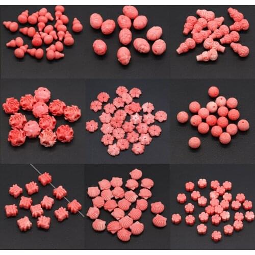 Natural Coral beads Different shape pink Through hole Loose Spacer Beads for Jewelry Making DIY Bracelet Necklace Accessories