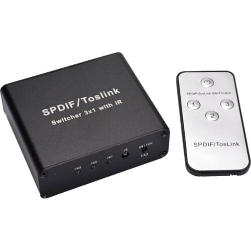 Digital Audio Optical Fiber Switcher 3 in 1 Out SPDIF Optical Fiber 3X1 with Remote Control US Plug
