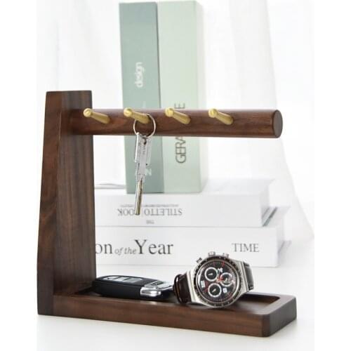 Zq Wooden Key Holder Door Creative Entrance Entrance Decoration Desktop Storage Box Punch-Free Storage Rack