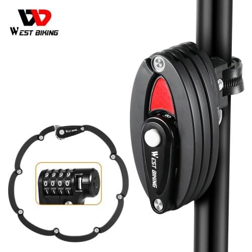 WEST BIKING MTB Road Bike Chain Lock Safety Anti-Theft Foldable Bicycle Lock Cycling Parts Electric E-Bike Lock Scooter 2021 New