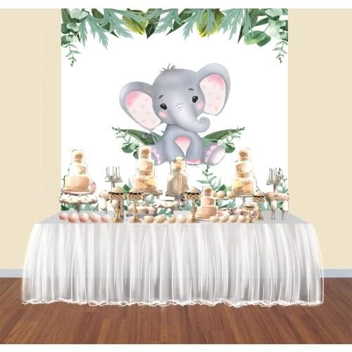 BEIPOTO Cute Elephant Baby Shower Backdrop Floral Photo Booth Birthday for Girl boy Photography Background candy table banner