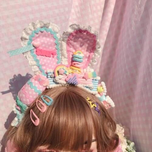 Hand-made headdress macarons easter egg cute pink blue sweet Lolita hand-made kc
