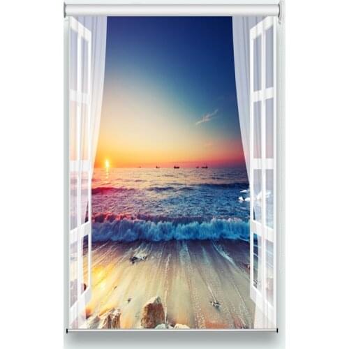Blue sky and white clouds Custome sized Roller Blinds Living room Bedroom Roller Shutters For Window