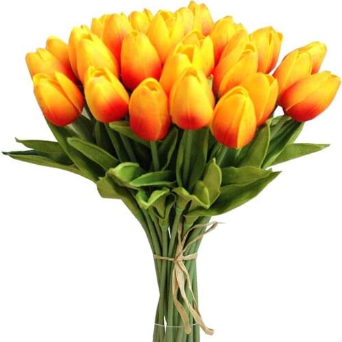 10pcs Fake Tulip Artificial Flower Bouquet PU For Home Decoration High Quality Handmade White Tulip Flowers Wedding Garden Decor