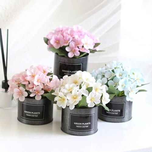 Potted Artificial Begonia Flower Iron Pot Bonsai Home Garden Party DIY Decor hand feel simulation Fake Flower Decoration flores