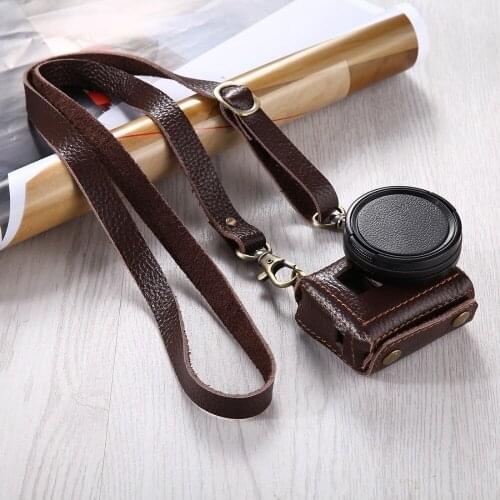 For GoPro Leather Case Protective Holder Carry Frame Bag + Lanyard Neck Strap for GoPro Hero 5 6 7 Camera Accessories