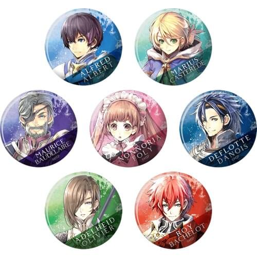 Hortensia Saga Game Alfred Albert Marius Casterede Roy Bachelot Metal Badge Brooch Pins