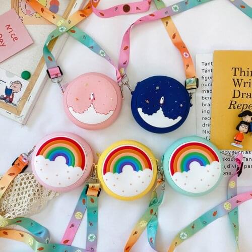 Cute Baby Kid Girls Handbags Donut Rainbow Round Crossbody Bag Toddler Girl Children Shoulder Bags Pocket Pack D509