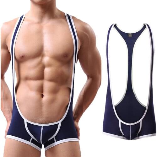 Modal Undershirts Leotard Mens Sexy Bugle Pouch Bodysuits Boxers Wrestling Singlet Jumpsuits Fitness Underwear Slip Nightwear