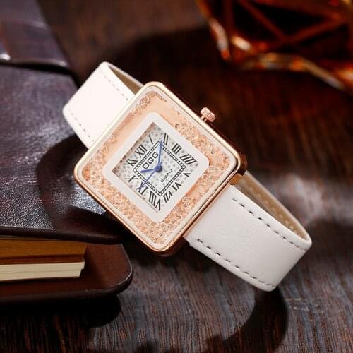 Fashion Roman Numerals Belt Quartz Watch Square Dial Quartz Womens Watch