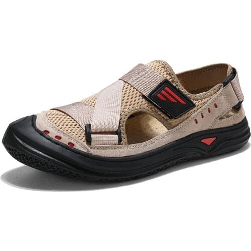 Mens Leather Sandals Soft Driving Shoes Footwear Summer 2021 Man