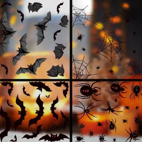 Halloween Bat Spider Removable Window Sticker Wall Decal Home Theme Party Decor High Simulation Halloween Prop Sticker