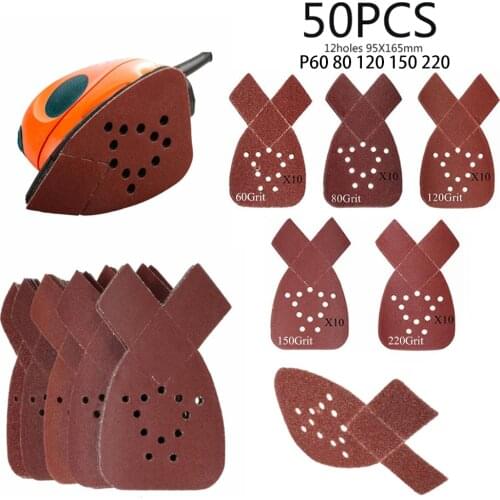 50pcs Sanding Sheets For Black & Decker Mouse Detail Sander DCMS20C BDEMS600 Aluminum Oxide 60/80/120/150/220 Grit Sandpapers