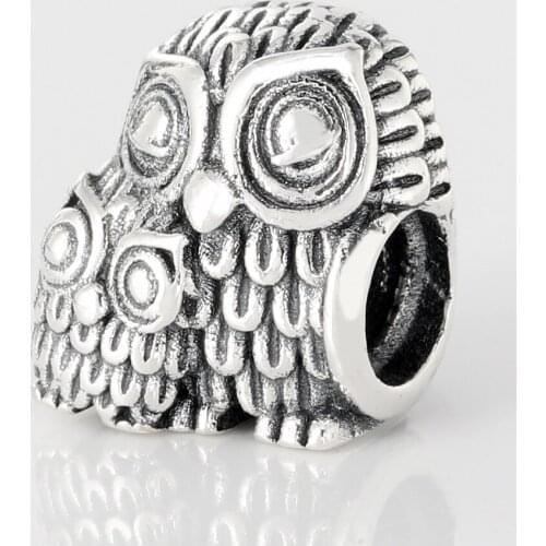 Free Shipping Authentic 925 Sterling Silver Wise Owl Mother Daughter Charm Fit Original Bracelets For Women DIY Jewelry Beads