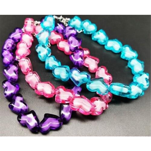 Sweet Choker Lolita Heart Shape Candy Color Chain Necklace Cosplay Women Jewelry D296