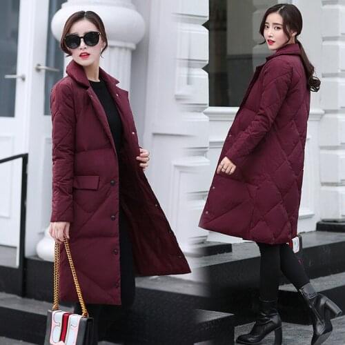 Cotton Autumn Winter Parkas Women Casual Fashion Solid Thin Office Lady Long Coats