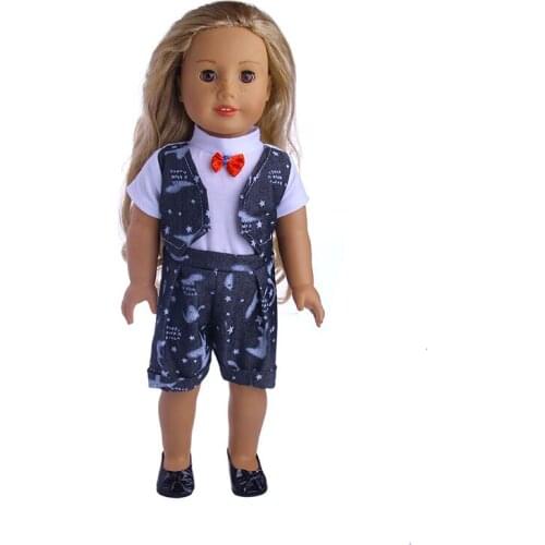 Fake Two-piece Cowboy Vest Fit 18-inch American 43cm Doll Clothes Accessories, The Best Christmas Gift For Children